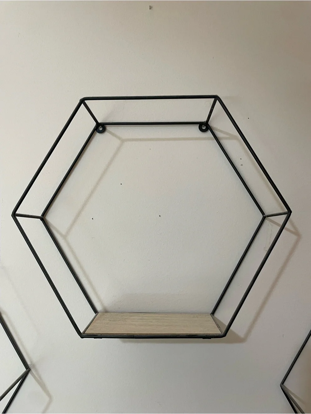 3 Black Hexagon Metal Wall Shelves-Modern Wall Decor.  Plants NOT included